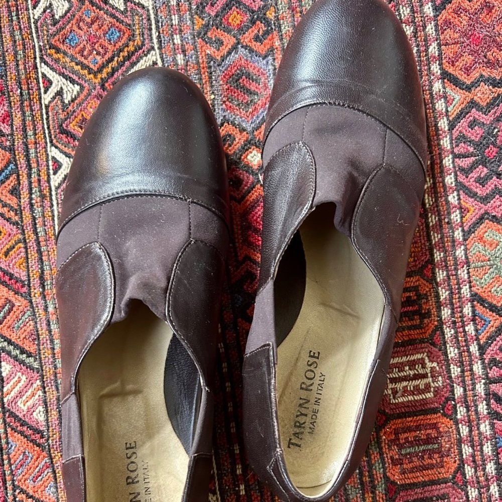 Taryn Rose Brown Leather Flat Orthopedic Booties Women's 38.5 EU Narrow